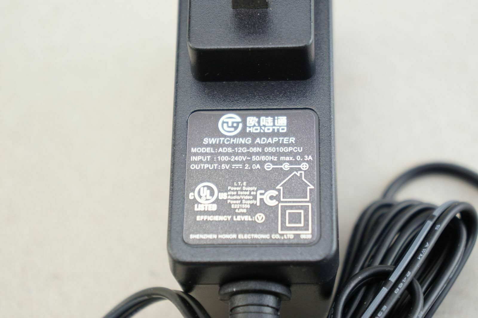 New HONOR ADS-12G-06N 05010GPCU SWITCHING AC/DC power adapter 5V 2.0A